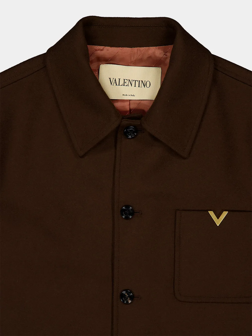 Brown Wool Jacket with VGold Detail sold by Fashion Clinic product image thumbnail 5