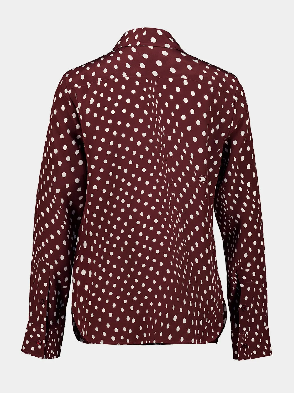 Burgundy and Cream Polka Dot Printed Silk Shirt sold by Fashion Clinic product image thumbnail 2