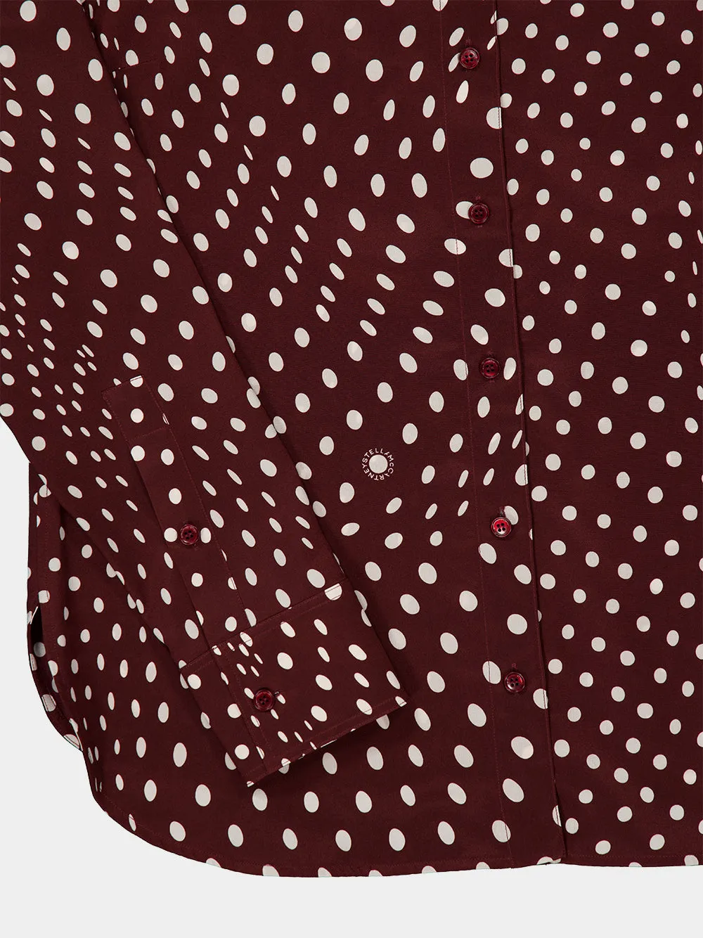 Burgundy and Cream Polka Dot Printed Silk Shirt sold by Fashion Clinic product image thumbnail 4
