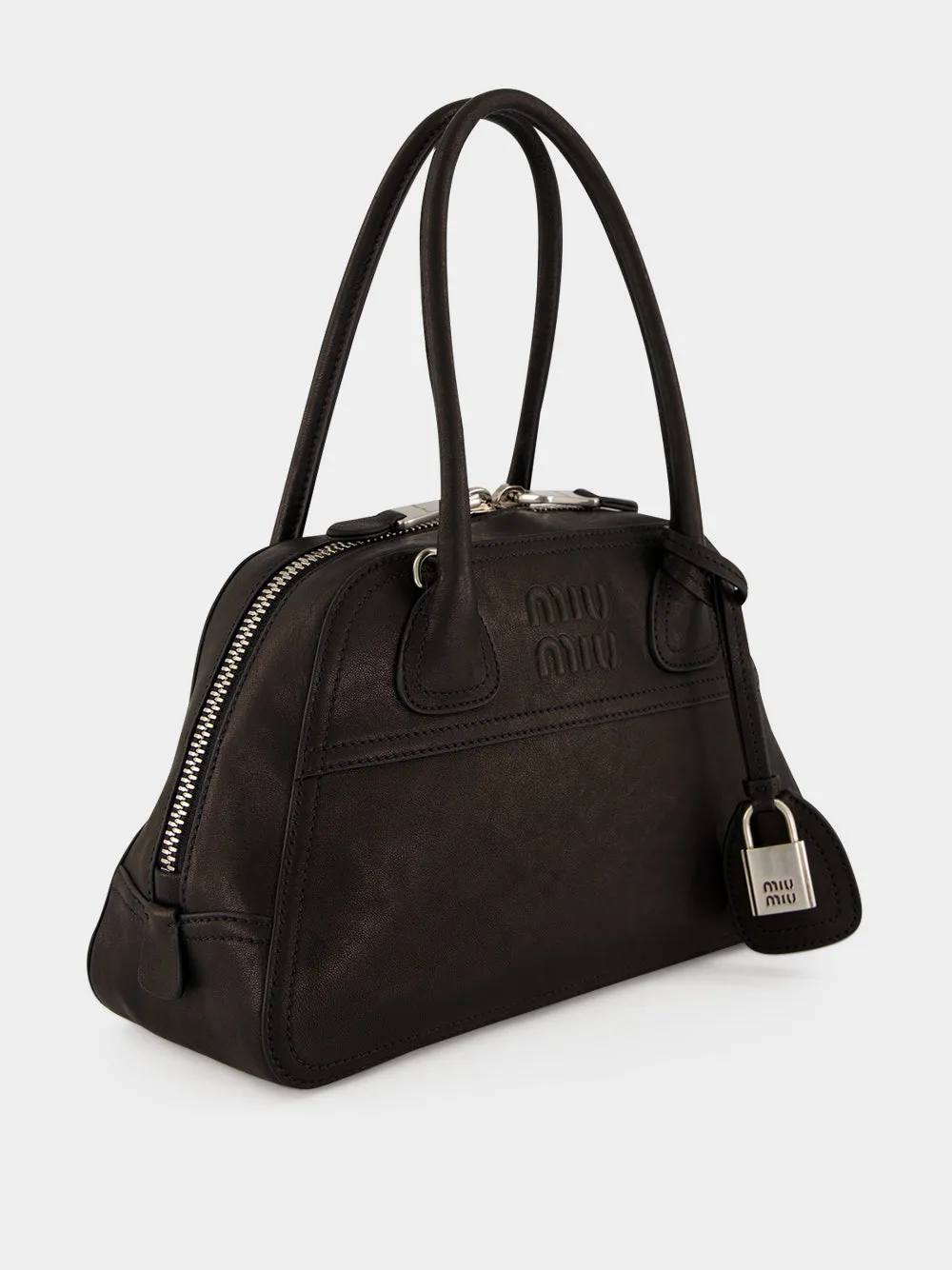 Black Small Vivant Nappa Leather Bowling Bag sold by Fashion Clinic product image thumbnail 3