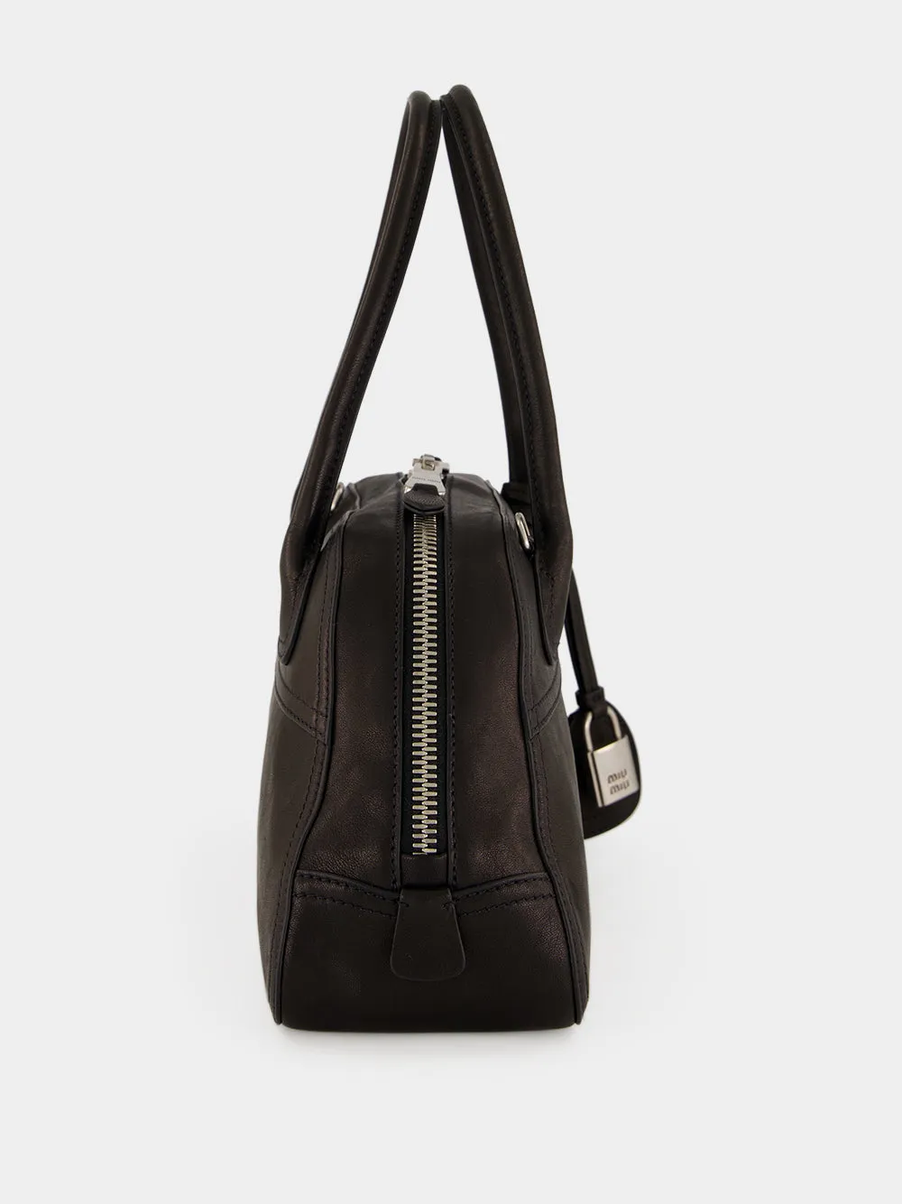 Black Small Vivant Nappa Leather Bowling Bag sold by Fashion Clinic product image thumbnail 4