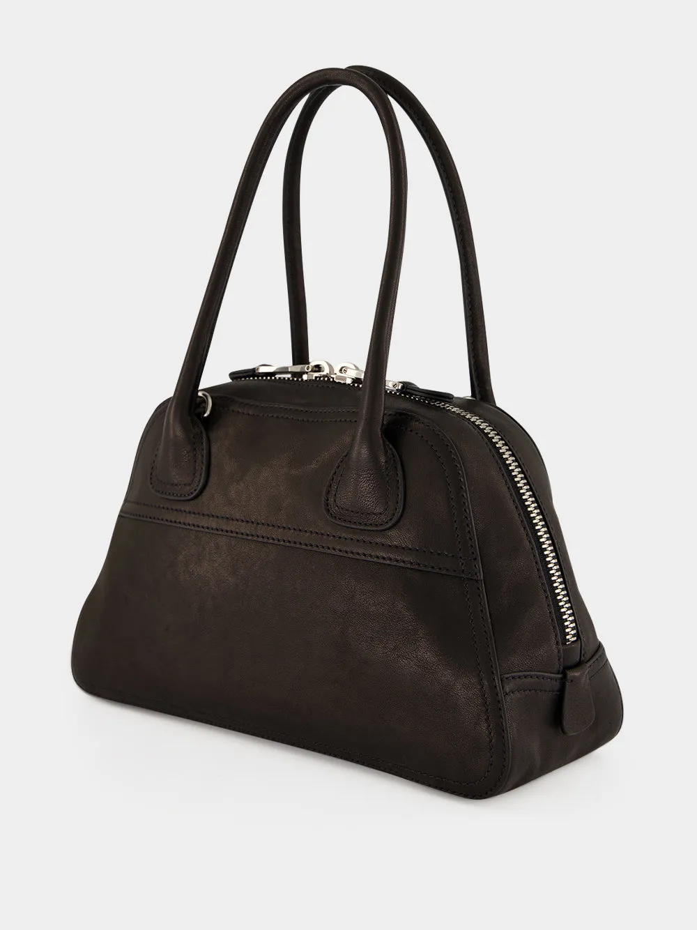 Black Small Vivant Nappa Leather Bowling Bag sold by Fashion Clinic product image thumbnail 5