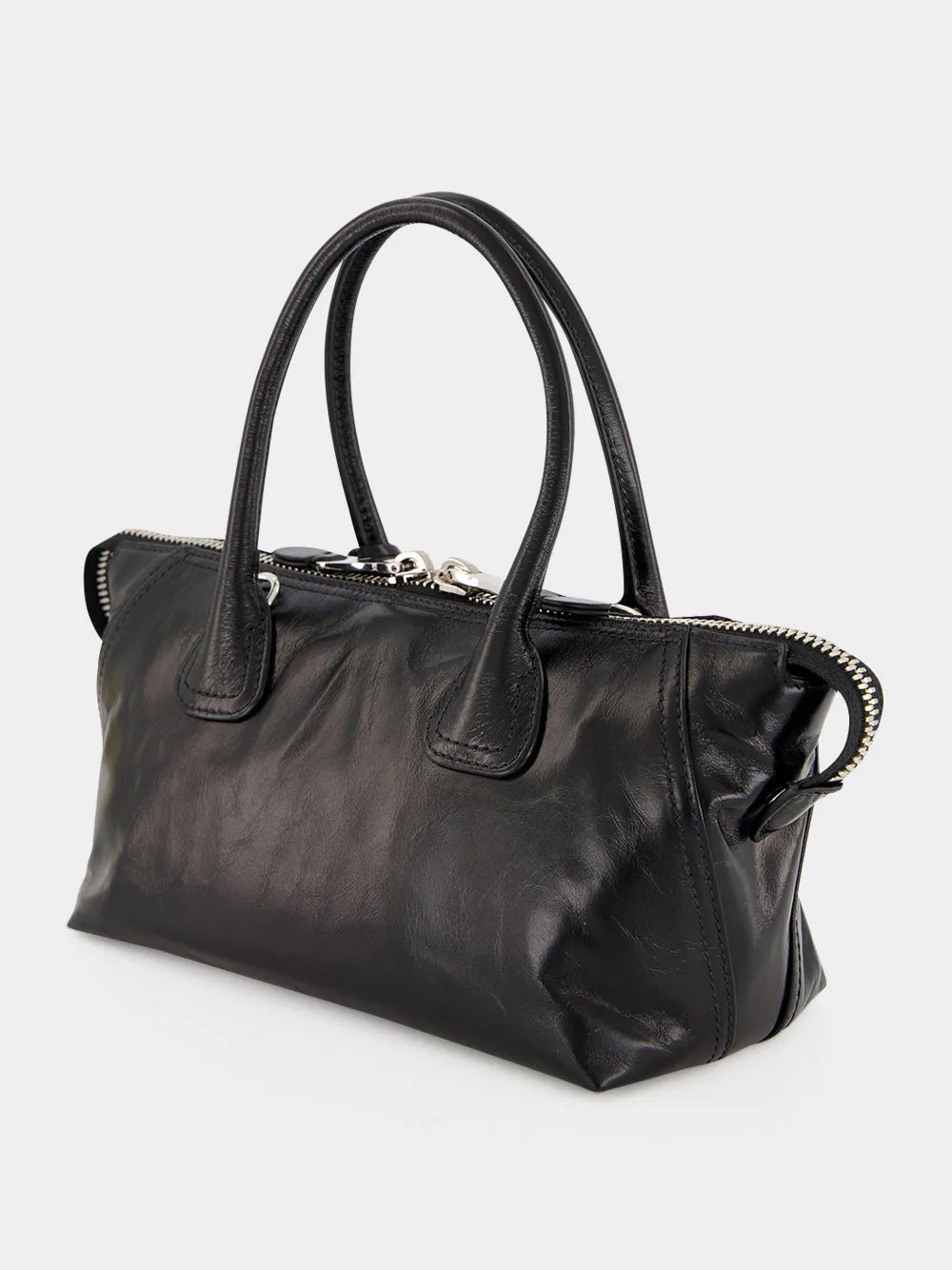 Black Glossy Leather Handbag sold by Fashion Clinic product image thumbnail 5
