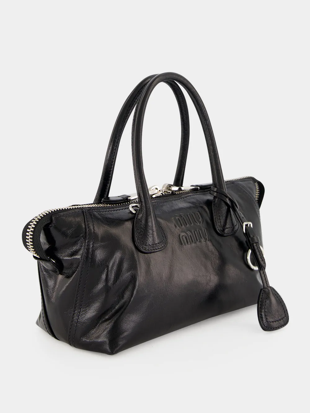 Black Glossy Leather Handbag sold by Fashion Clinic product image thumbnail 3