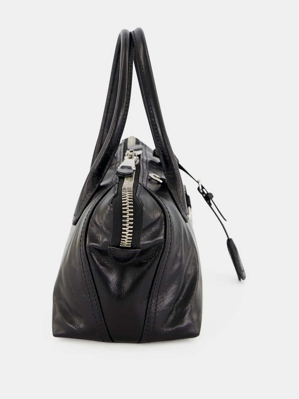 Black Glossy Leather Handbag sold by Fashion Clinic product image thumbnail 4