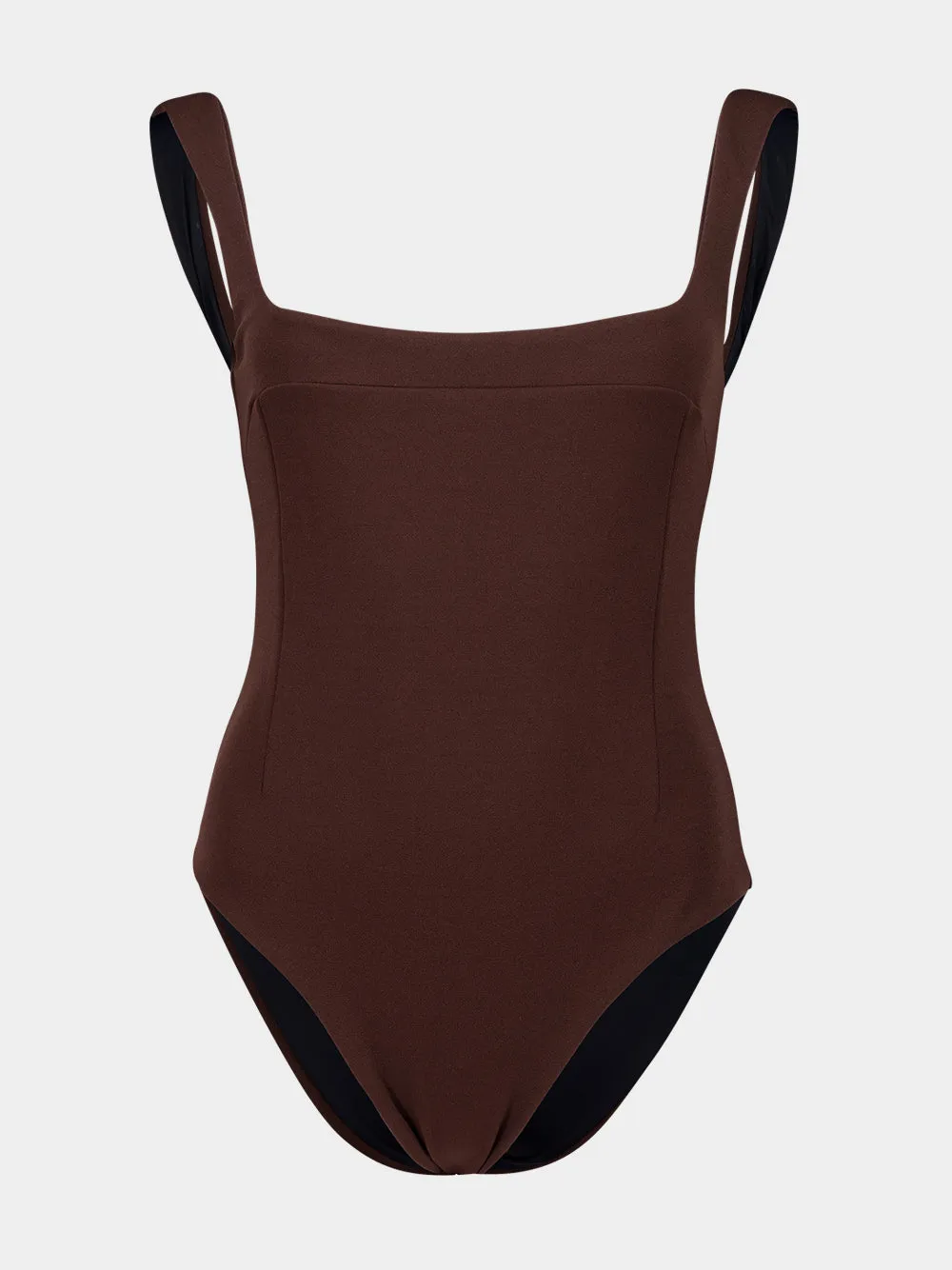 Brown Gabi Crepe Straight Neck Swimsuit sold by Fashion Clinic product image thumbnail 2