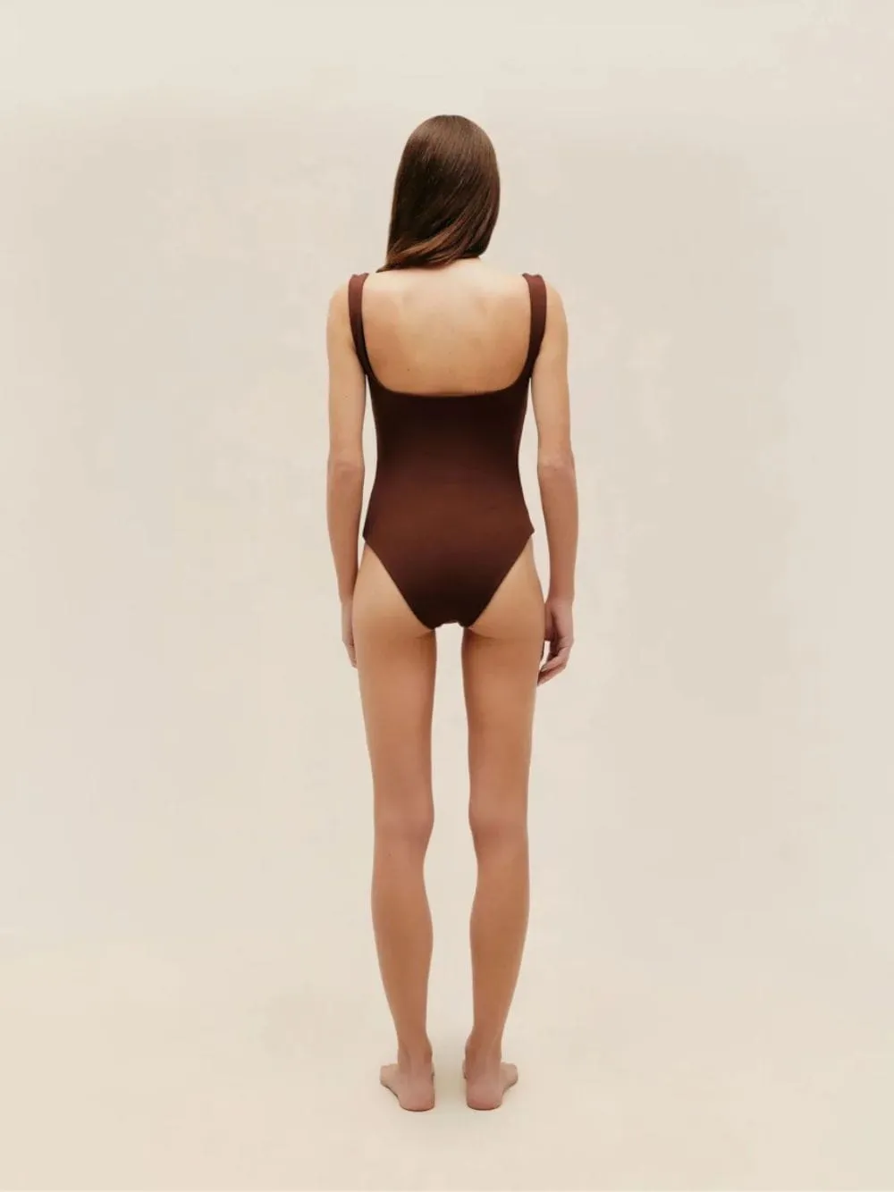 Brown Gabi Crepe Straight Neck Swimsuit sold by Fashion Clinic product image thumbnail 3