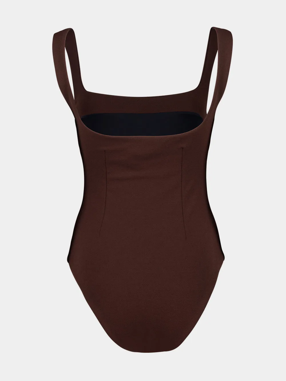 Brown Gabi Crepe Straight Neck Swimsuit sold by Fashion Clinic product image thumbnail 4