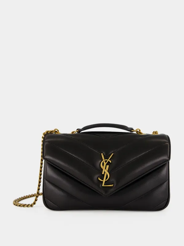 Black Loulou Small Matelassé Lambskin Shoulder Bag made by Yves Saint Laurent