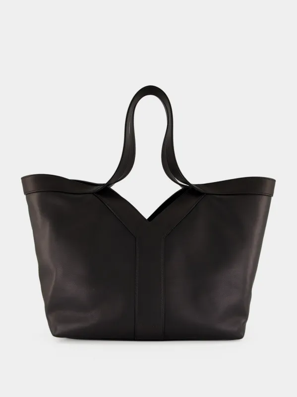Black Y Small Tote in Leather made by Yves Saint Laurent