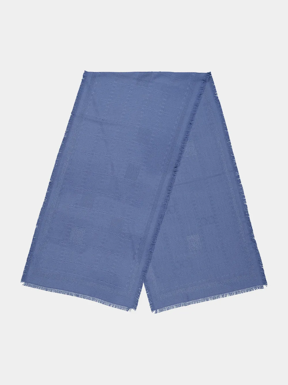 Blue Gancini Jacquard Wool Silk Scarf sold by Fashion Clinic