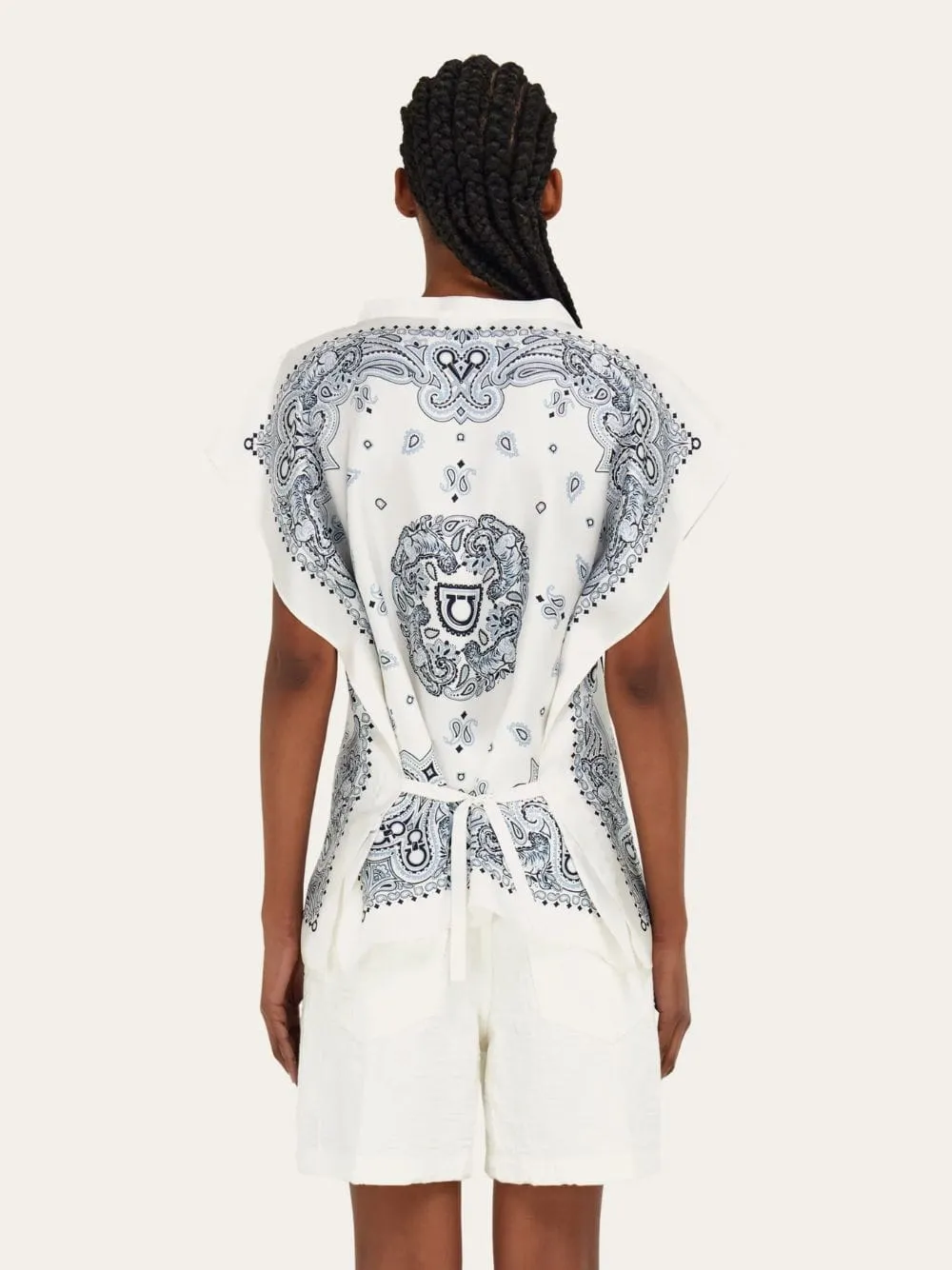 Black and Clay Arabesque Silk Poncho sold by Fashion Clinic product image thumbnail 3