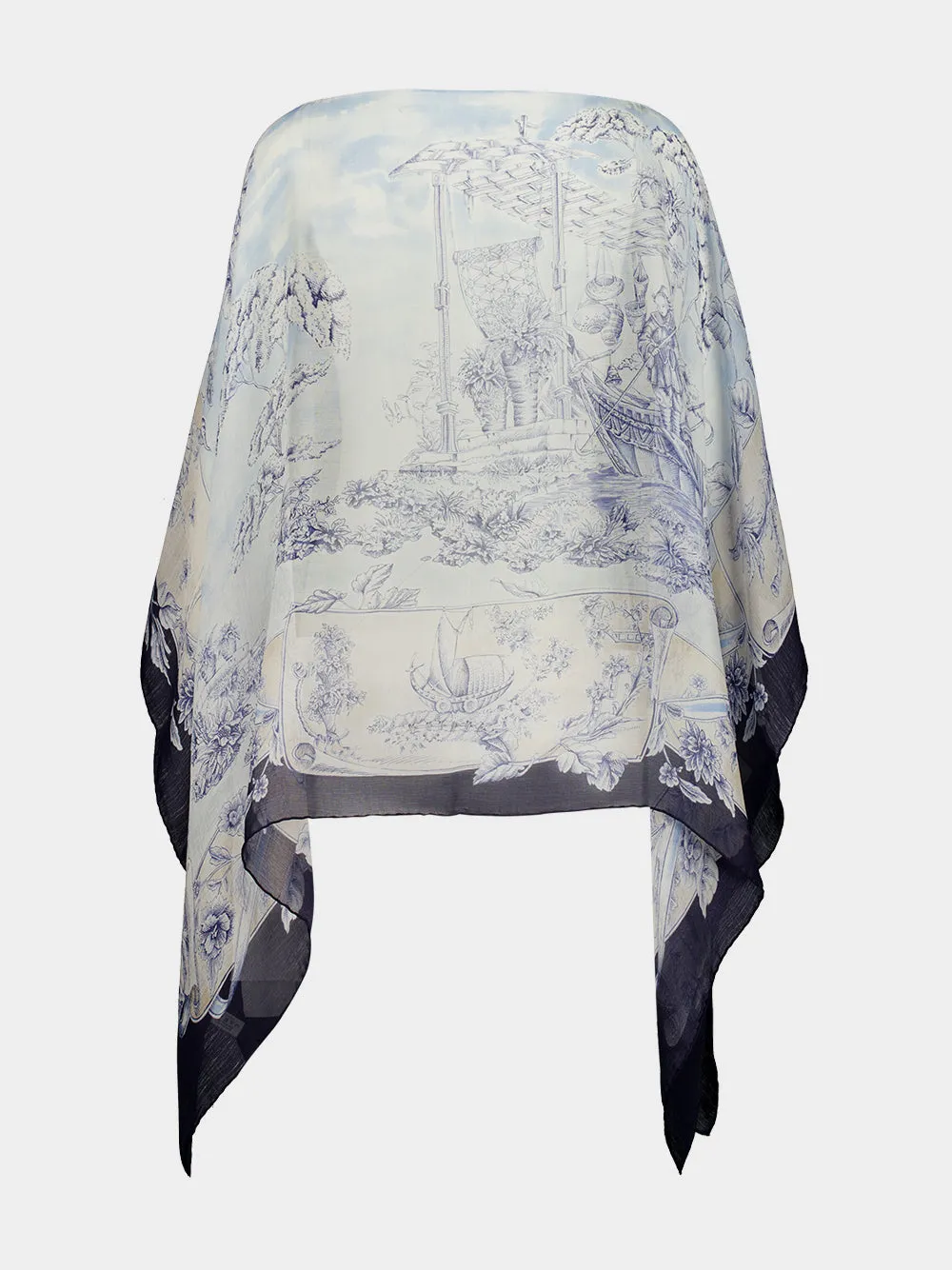 Blue Voyage Print Silk Cape sold by Fashion Clinic product image thumbnail 2