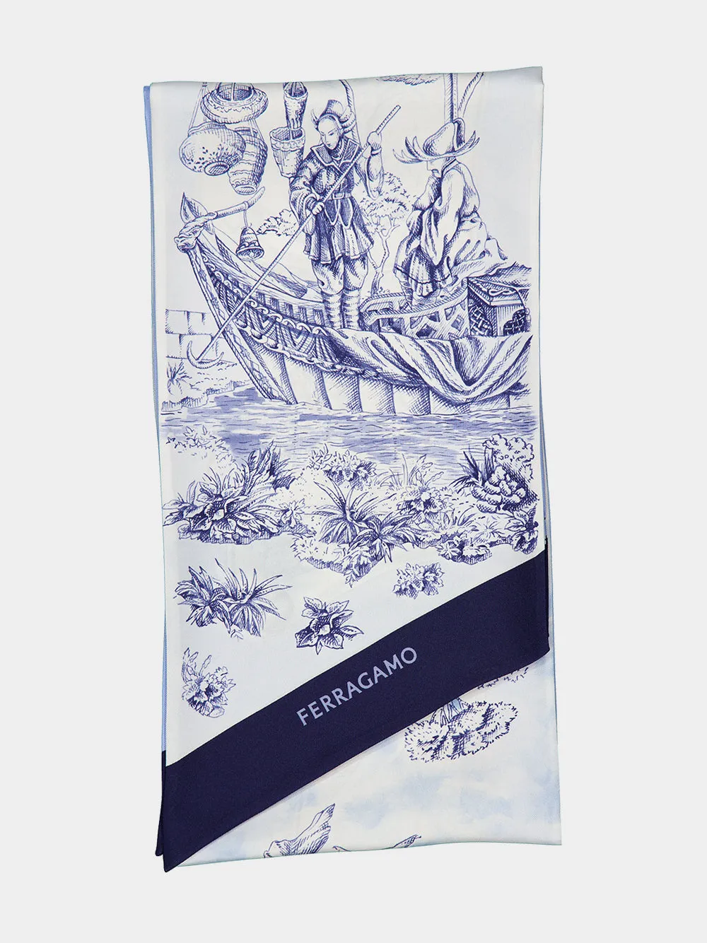 Blue Voyage Print Silk Bandeau sold by Fashion Clinic product image thumbnail 2