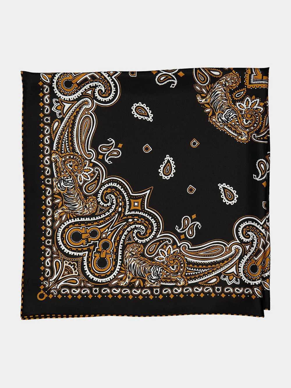 Black and Gold Arabesque Silk Scarf sold by Fashion Clinic product image thumbnail 2