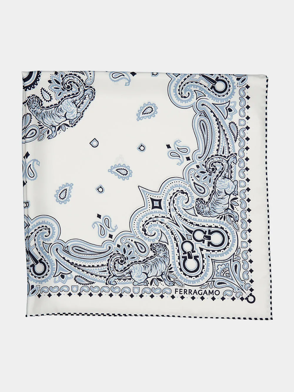 Light Blue Arabesque Silk Scarf sold by Fashion Clinic product image thumbnail 2