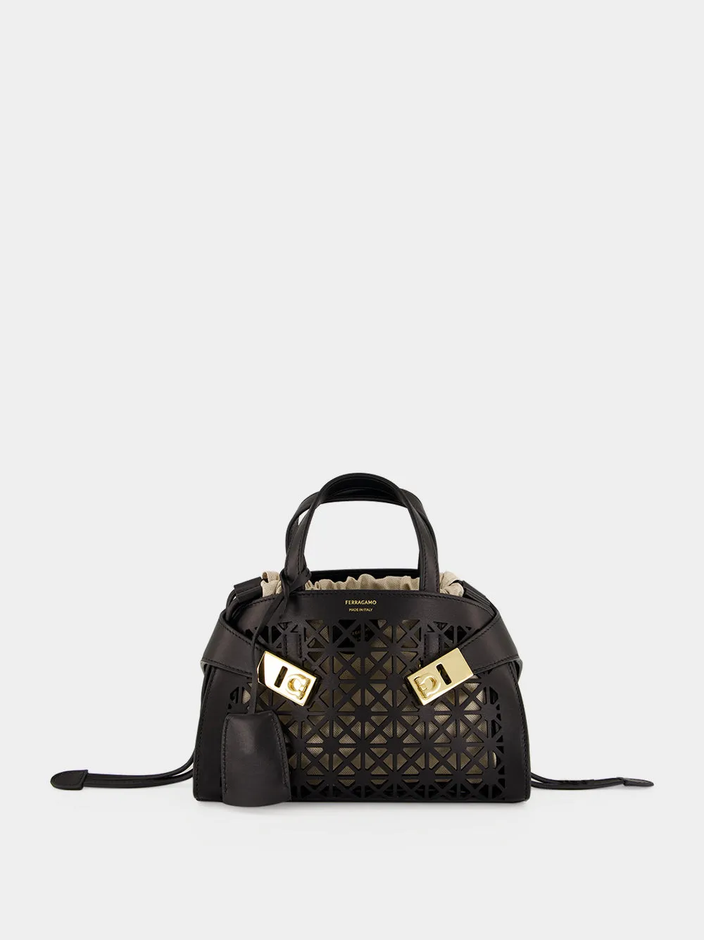 Black Mini Hug Laser-Cut Handbag sold by Fashion Clinic