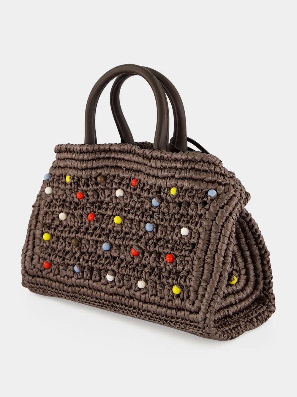 Brown Small Hug Raffia Handbag sold by Fashion Clinic product image thumbnail 5