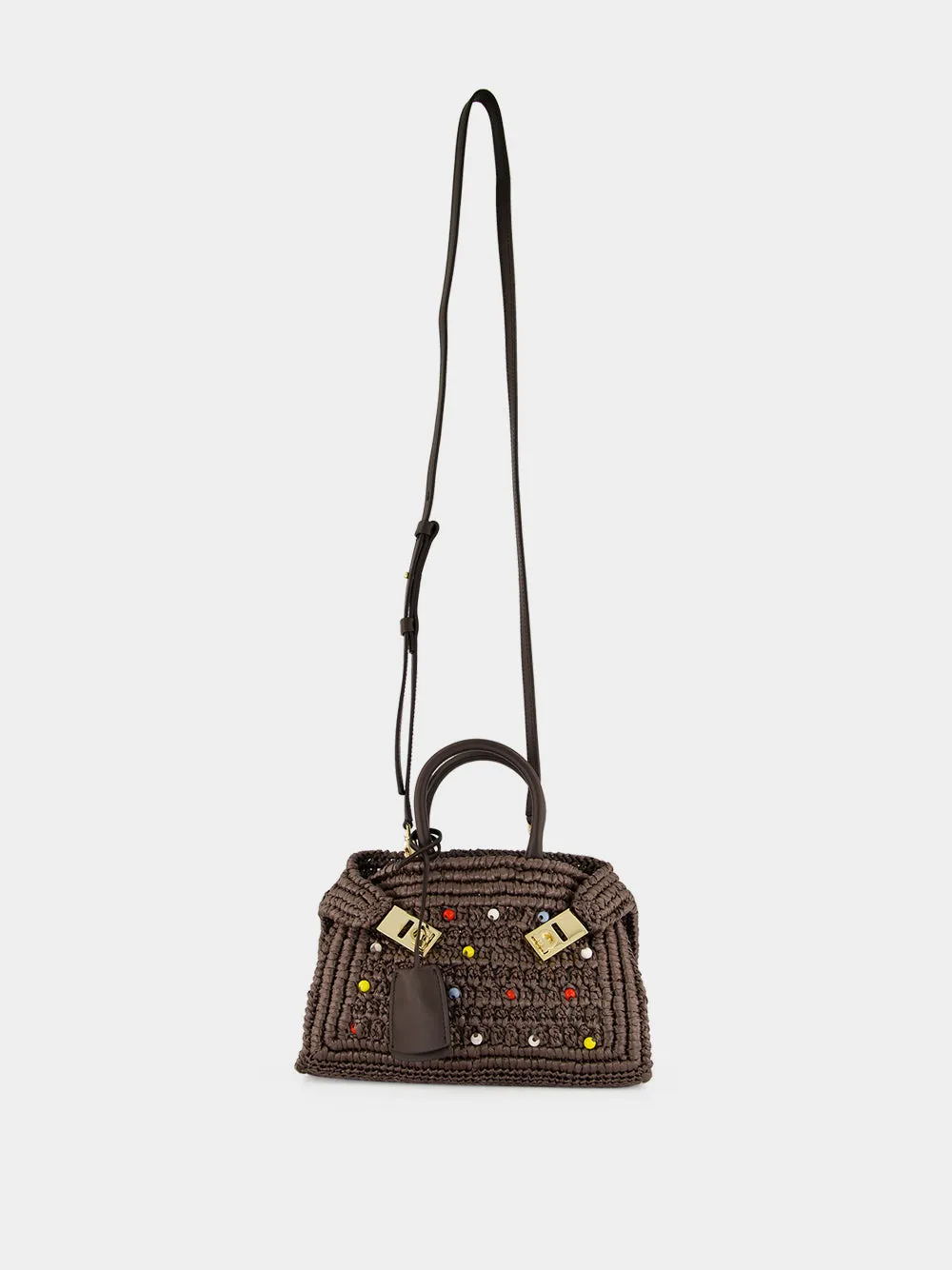 Brown Small Hug Raffia Handbag sold by Fashion Clinic product image thumbnail 2