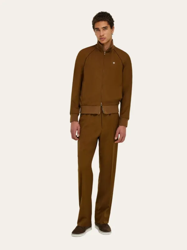 Brown Virgin Wool Track Jacket made by Salvatore Ferragamo