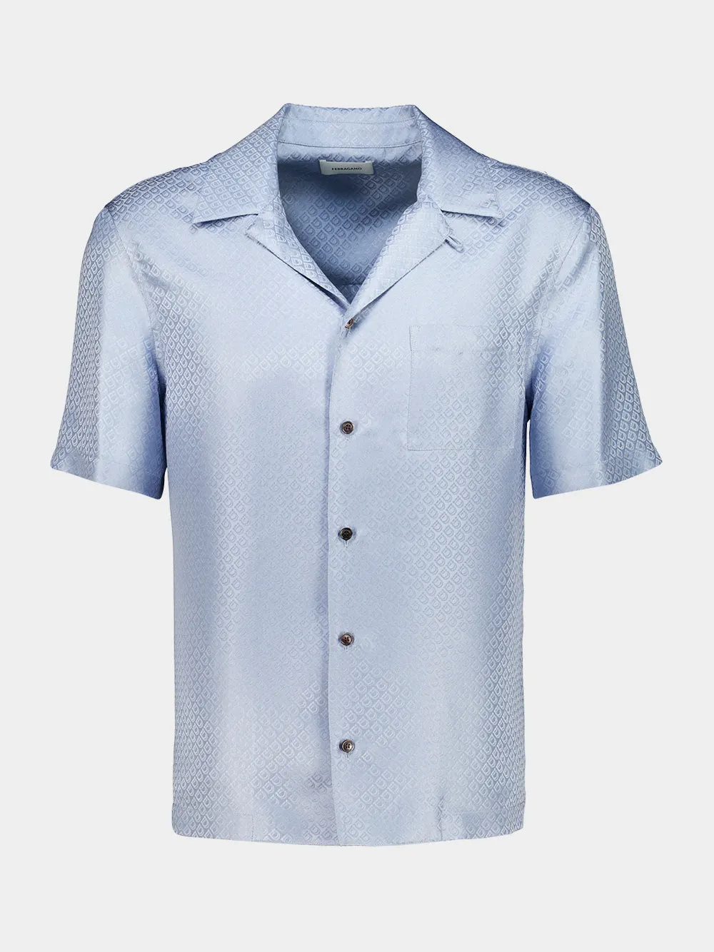Light Denim Silk Monogram Shirt sold by Fashion Clinic product image thumbnail 2