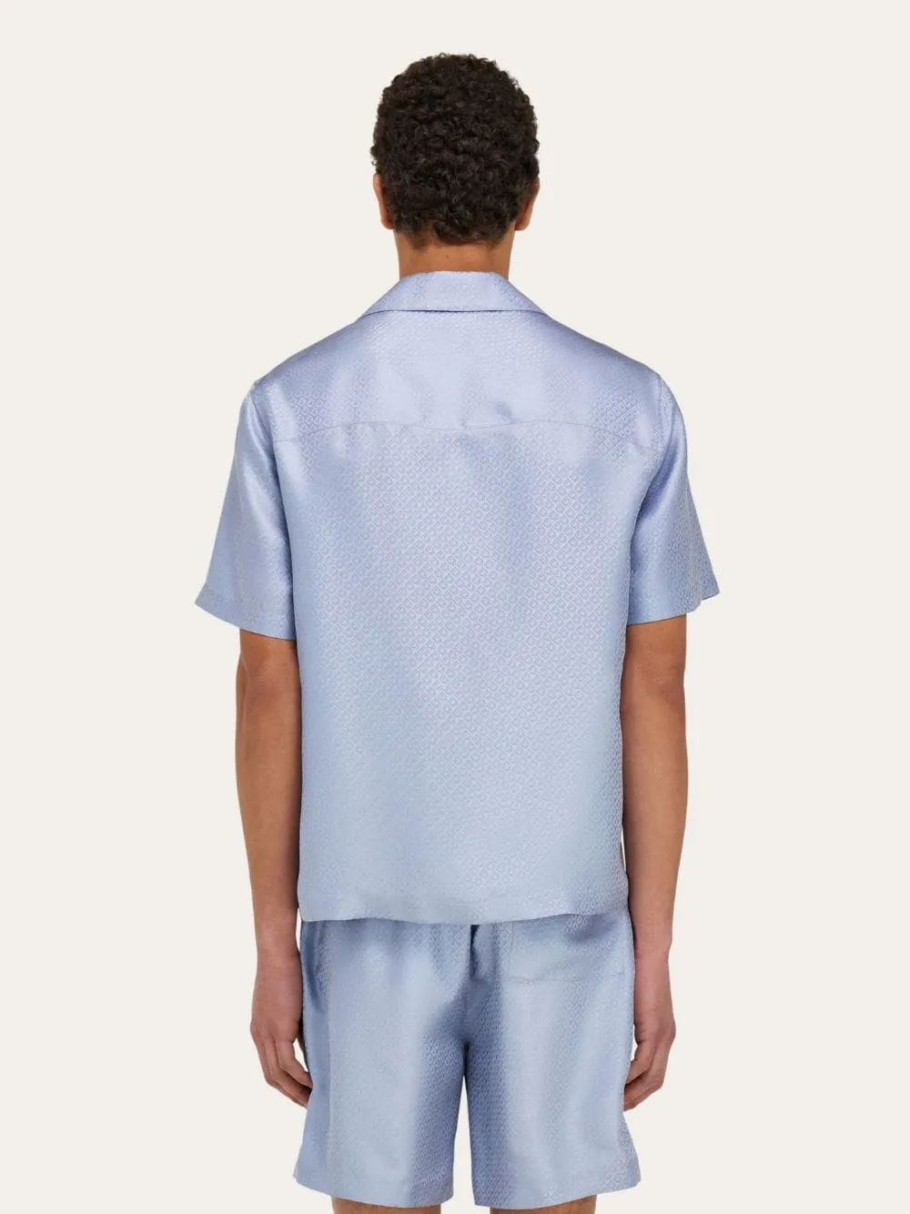 Light Denim Silk Monogram Shirt sold by Fashion Clinic product image thumbnail 3