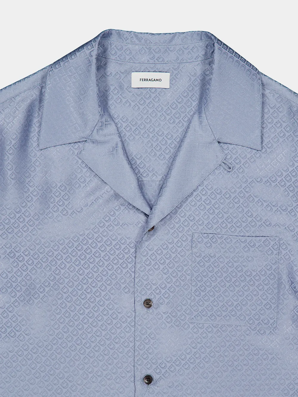 Light Denim Silk Monogram Shirt sold by Fashion Clinic product image thumbnail 5