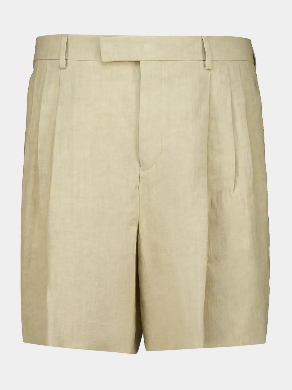 Stone Linen Tailored Bermuda Shorts sold by Fashion Clinic