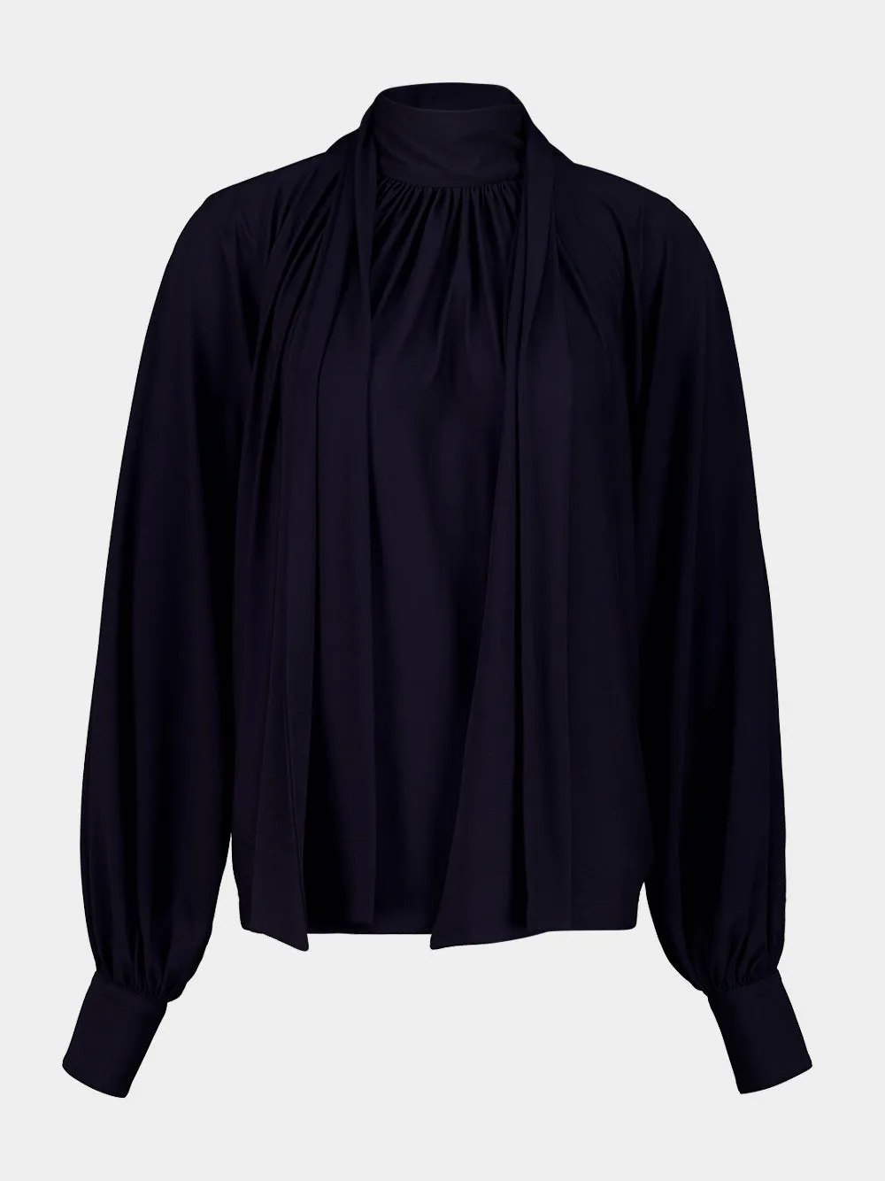 Navy Blue Gathered Top with Shoulder Slit Detail sold by Fashion Clinic product image thumbnail 2