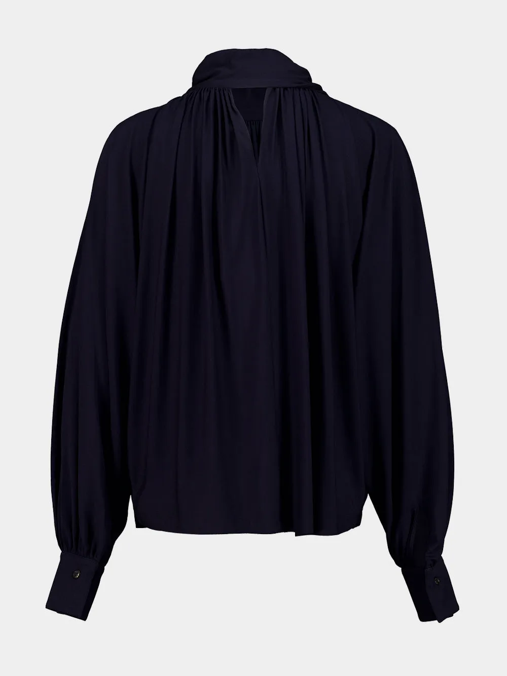 Navy Blue Gathered Top with Shoulder Slit Detail sold by Fashion Clinic product image thumbnail 4