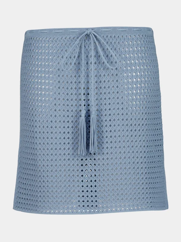 Light Denim Open Weave Knit Skirt made by Salvatore Ferragamo