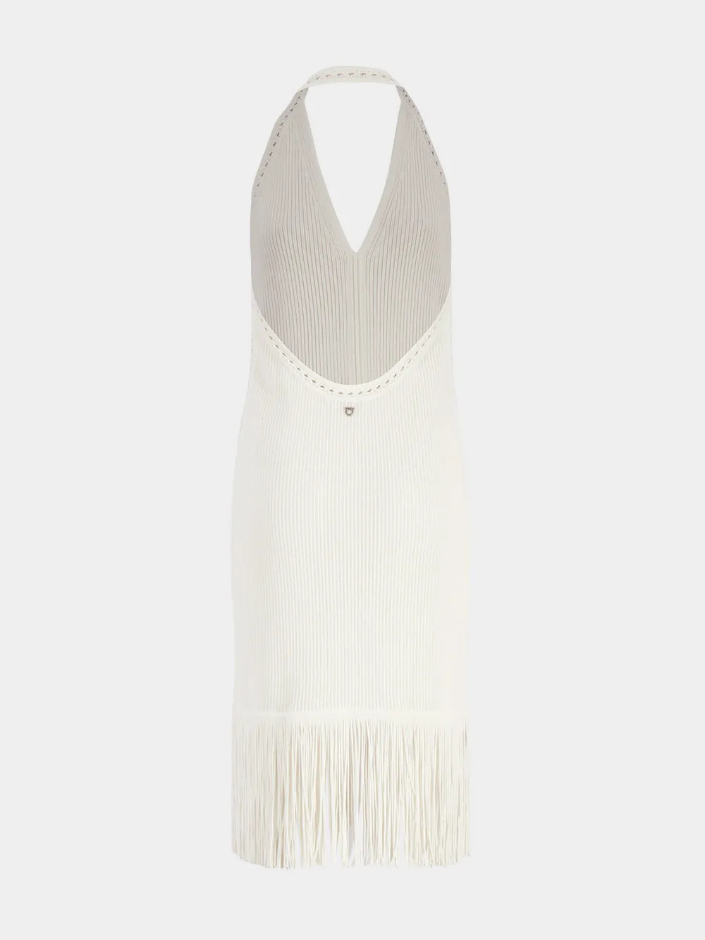 Mascarpone White Fringed Knit Dress sold by Fashion Clinic product image thumbnail 4