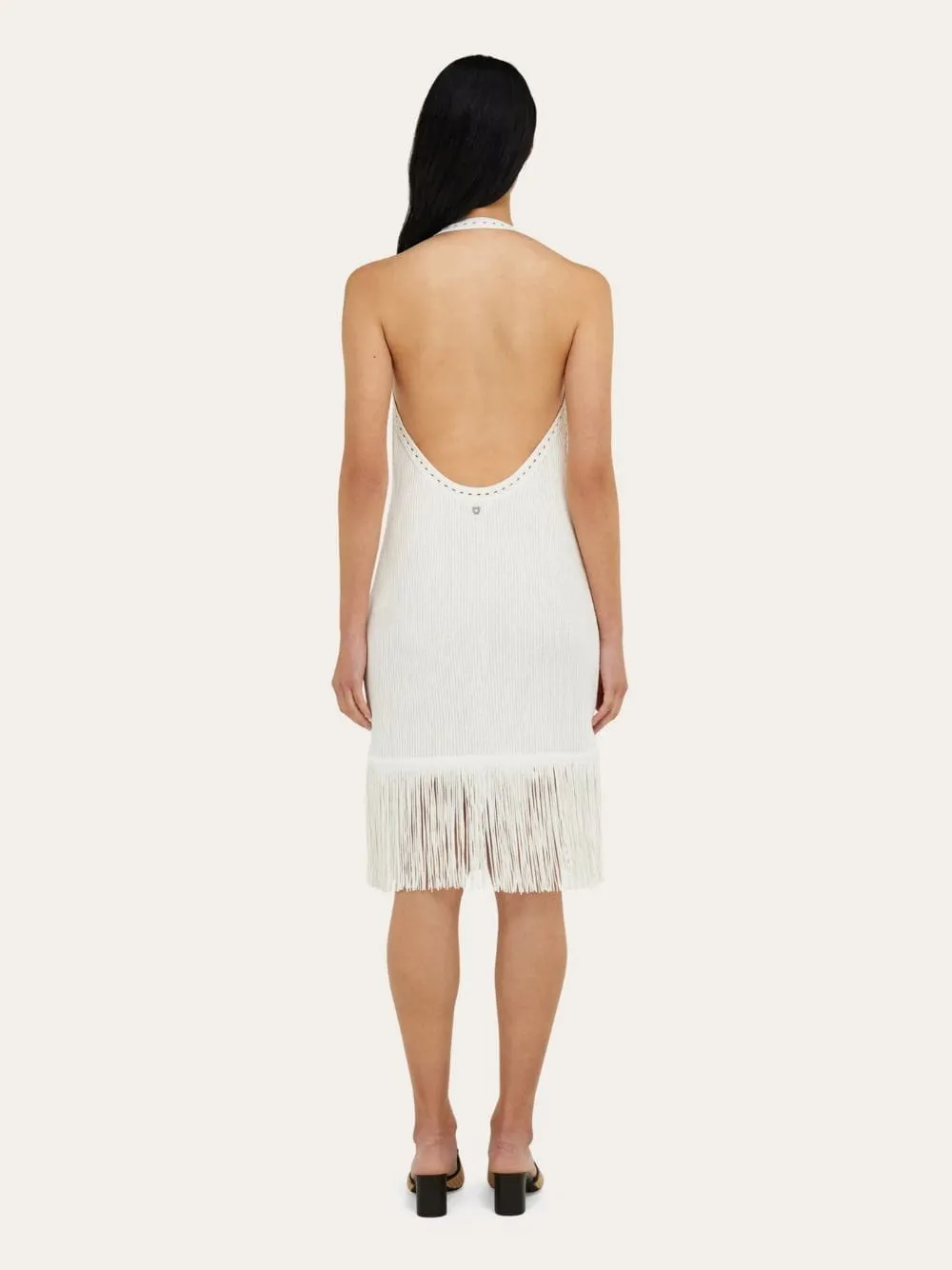 Mascarpone White Fringed Knit Dress sold by Fashion Clinic product image thumbnail 3
