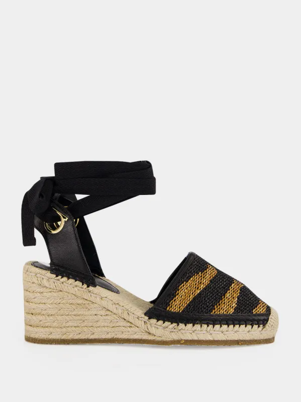 Black and Natural Raffia Espadrilles made by Salvatore Ferragamo