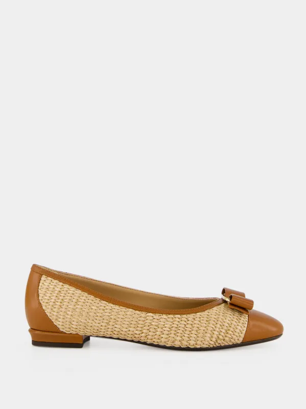Natural Raffia Vara Ballet Flats made by Salvatore Ferragamo
