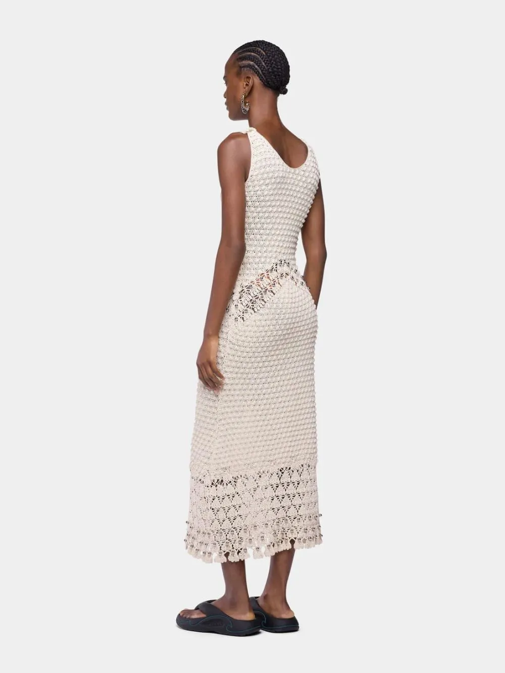 Ecru Handmade Crochet Midi Dress sold by Fashion Clinic product image thumbnail 3
