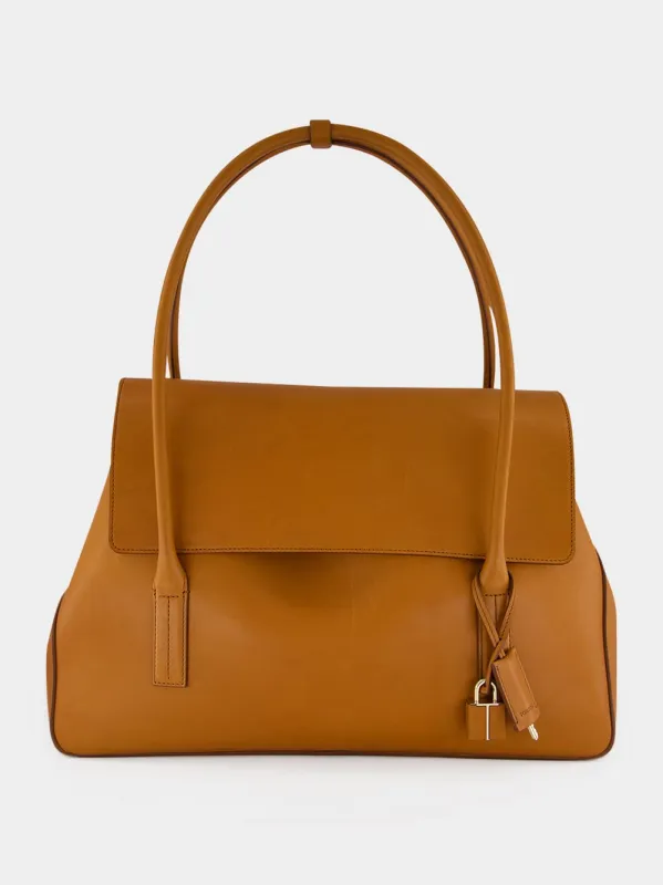 Caramel Natural Leather Eclipse Large Shoulder Bag made by Tom Ford