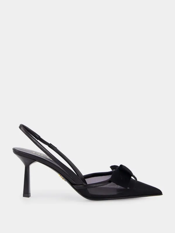 Black Slingback Bow Pumps made by Prada
