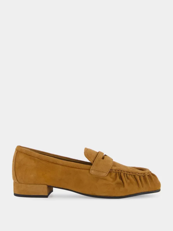Light Brown Suede Leather Loafers made by Prada