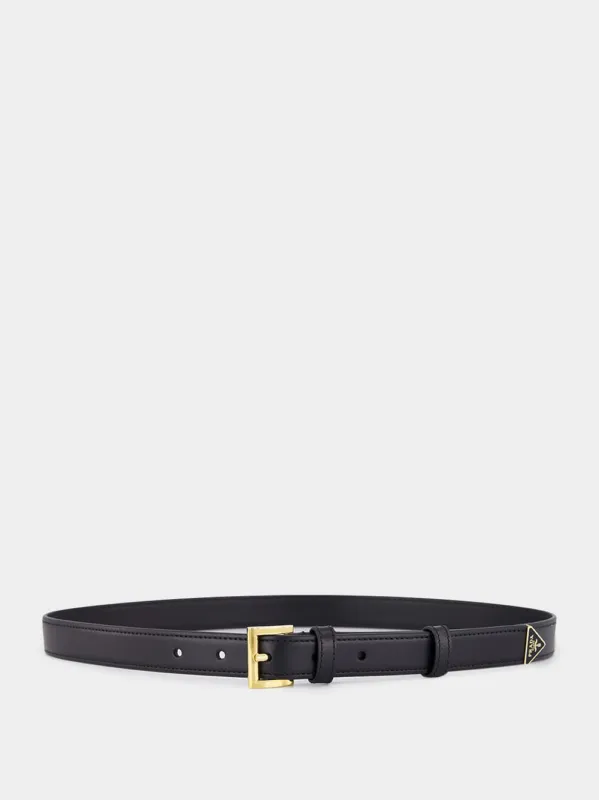 Black Leather Belt made by Prada