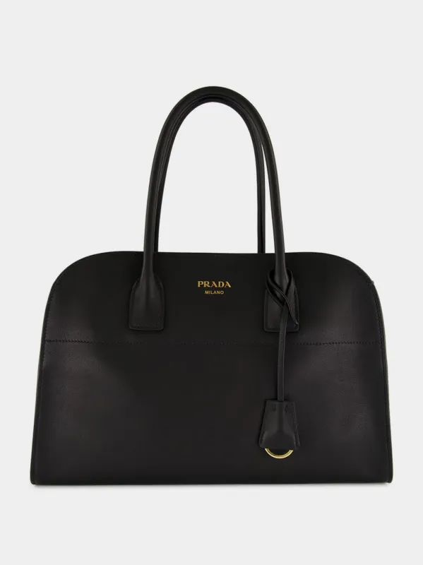 Large Black Leather Tote Bag made by Prada