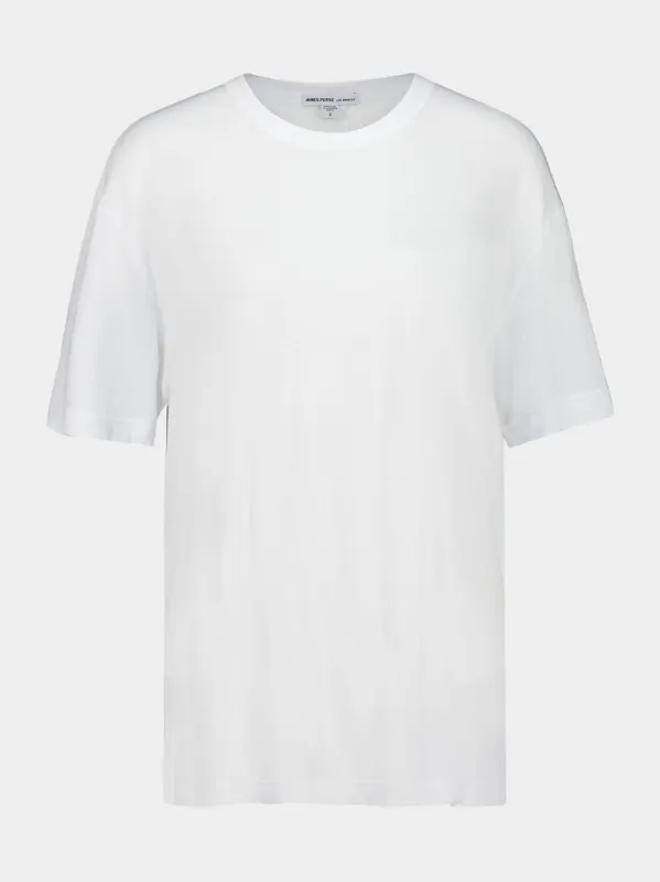 White Oversized Fit Crepe Jersey Cotton T-Shirt made by James Perse