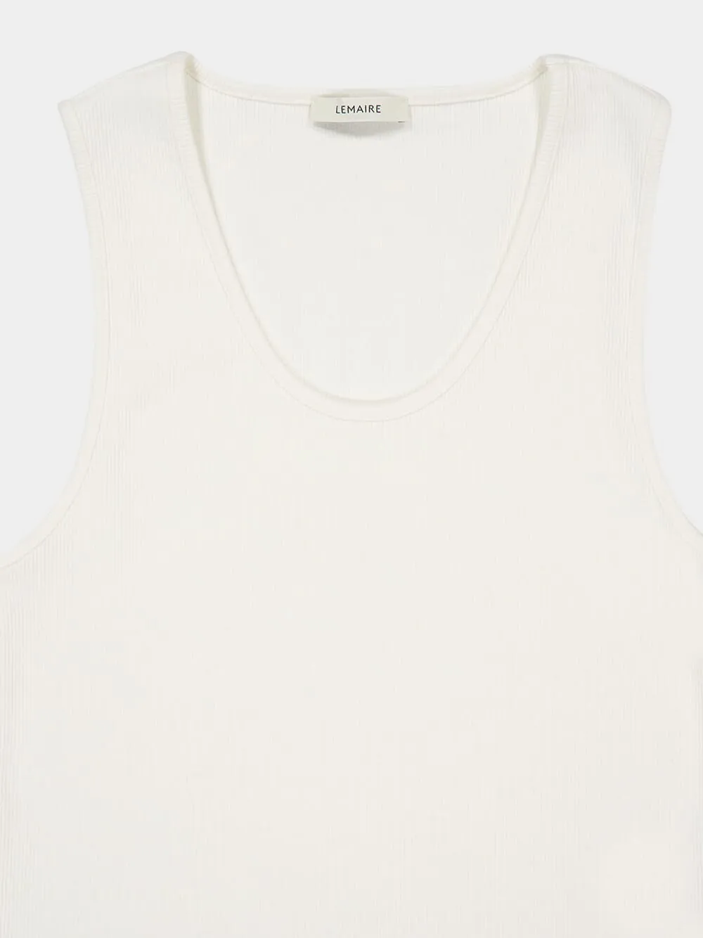 Milk White Ribbed Cotton Linen Tank Top sold by Fashion Clinic product image thumbnail 4