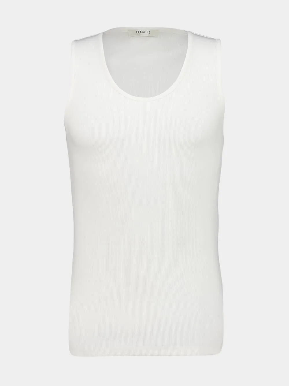 Milk White Ribbed Cotton Linen Tank Top sold by Fashion Clinic product image thumbnail 2