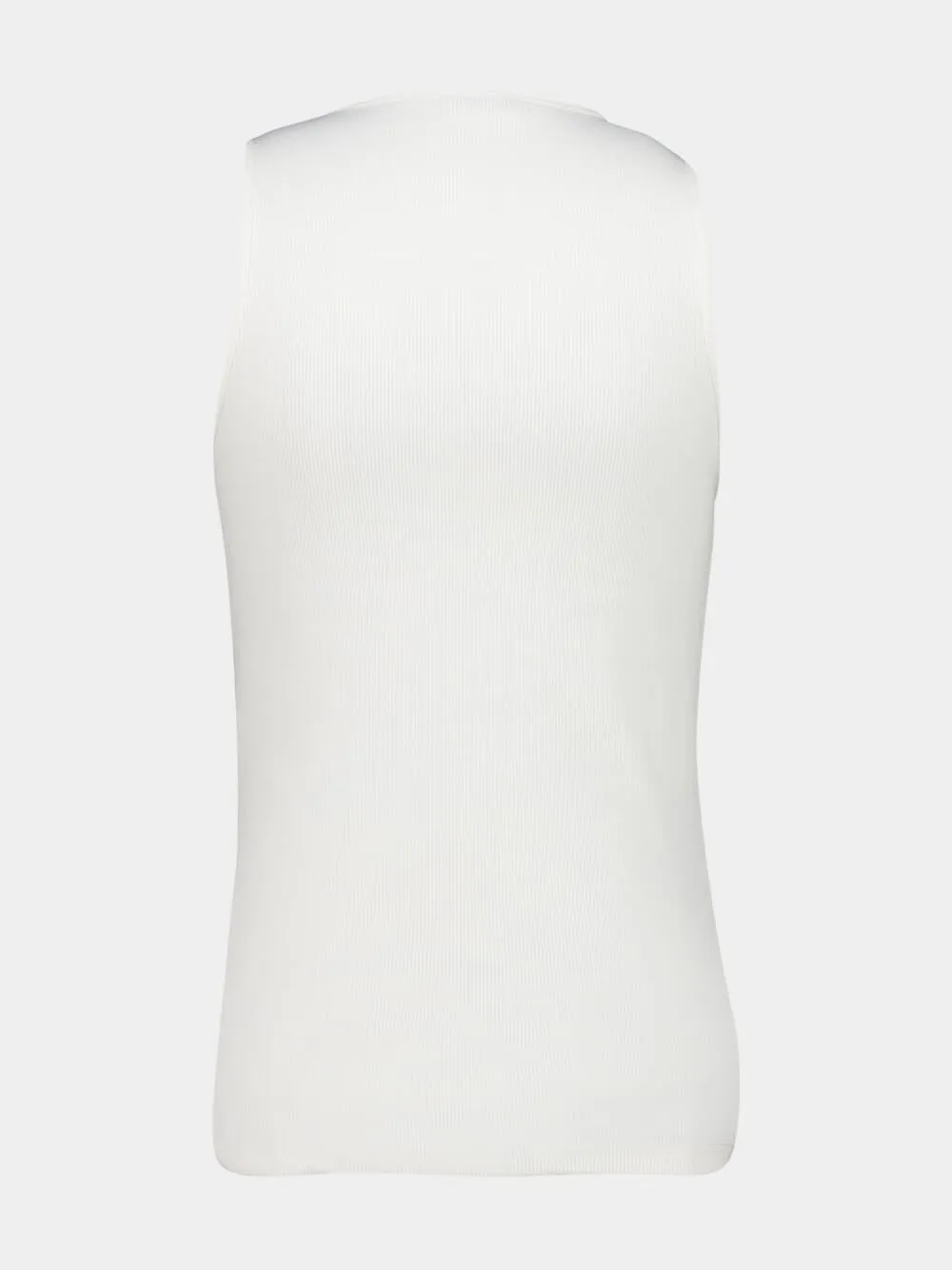 Milk White Ribbed Cotton Linen Tank Top sold by Fashion Clinic product image thumbnail 3