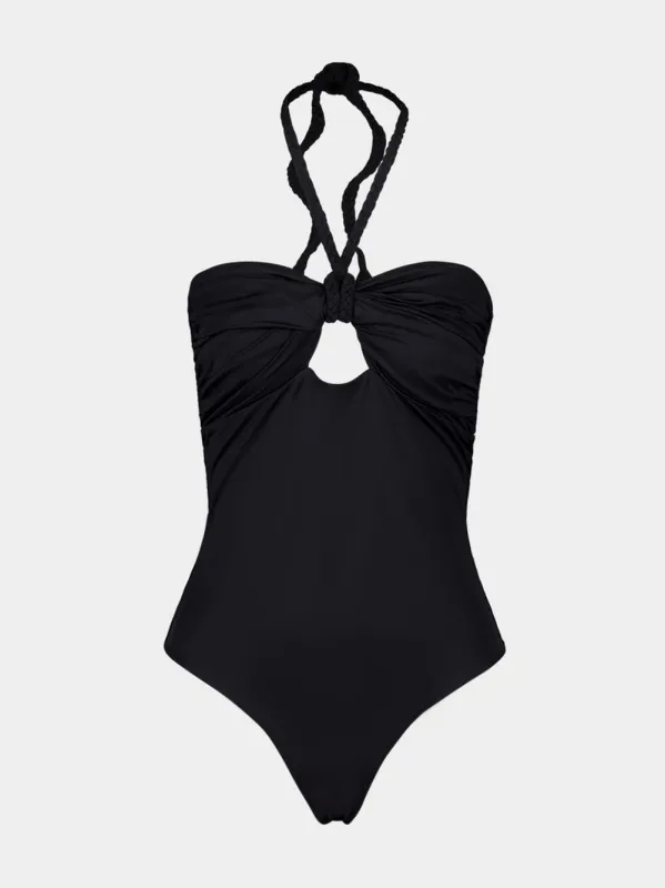 Black Open Ocean One-Piece Swimsuit made by Johanna Ortiz
