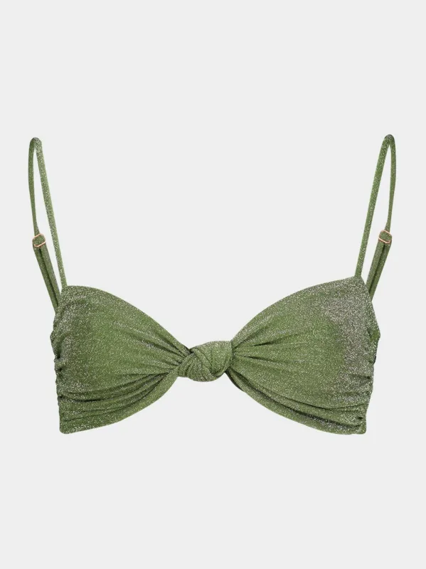 Heliconia Shimmer Bikini Top made by Johanna Ortiz