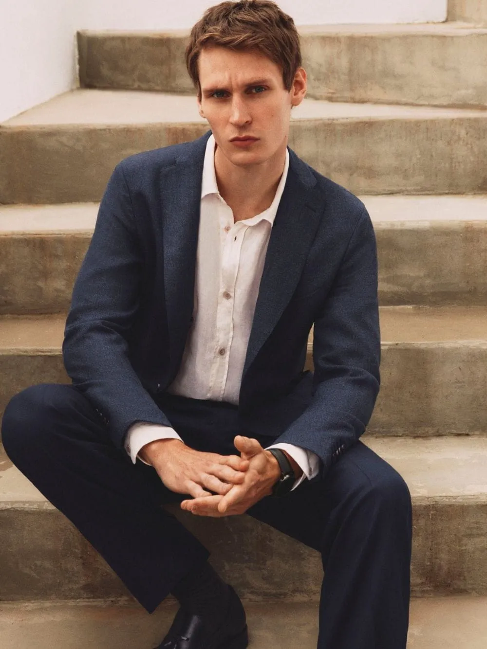 Navy Blue Virgin Wool 2-Button Suit sold by Fashion Clinic
