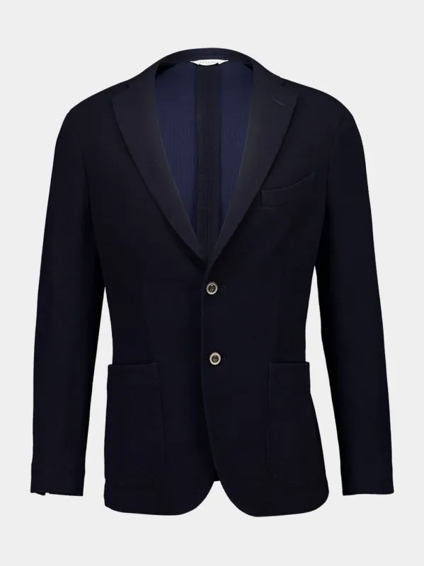 Blue Virgin Wool-Cotton Blazer made by Boglioli