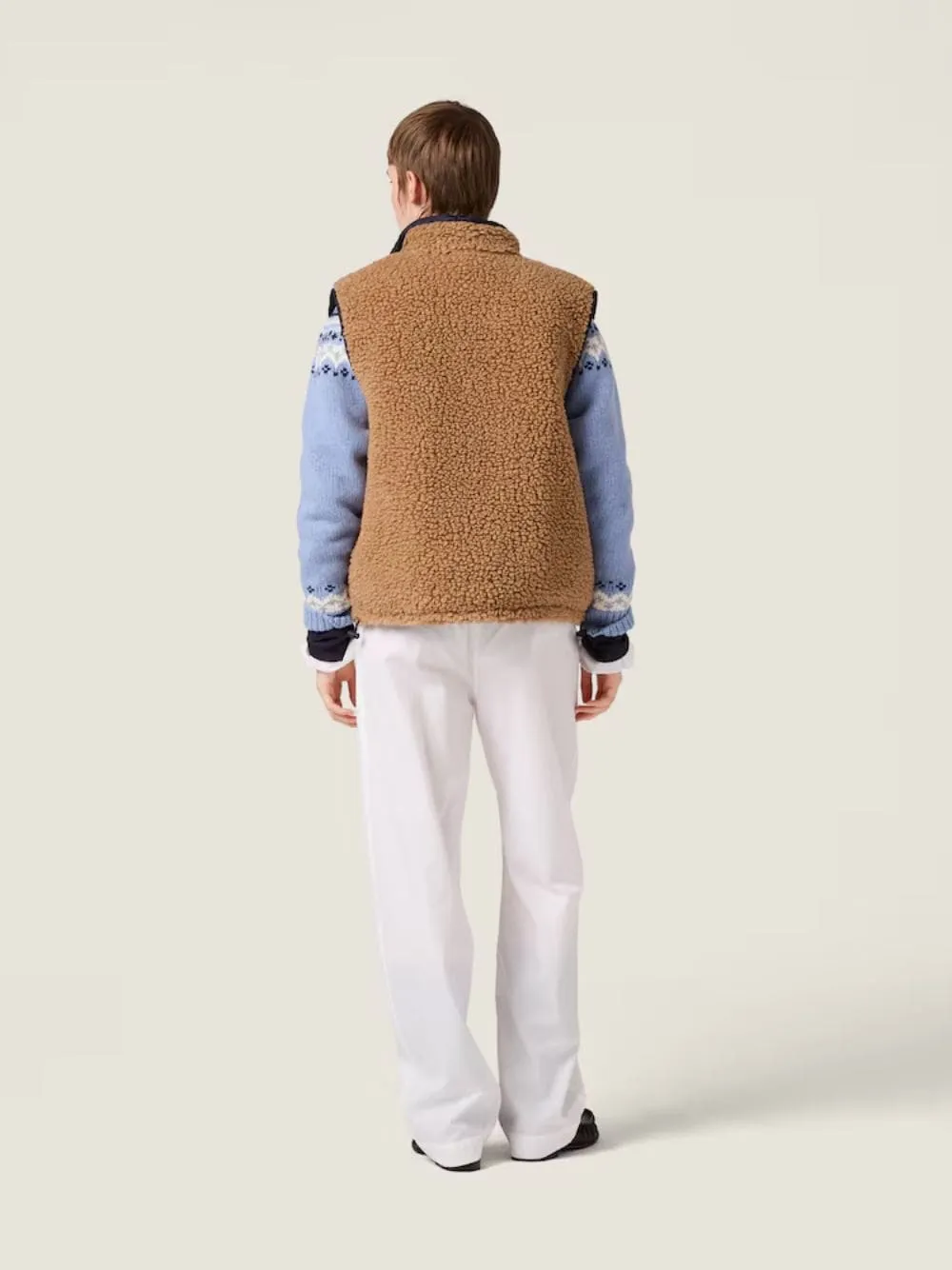 Camel and Royal Blue Teddy Down Vest sold by Fashion Clinic product image thumbnail 3
